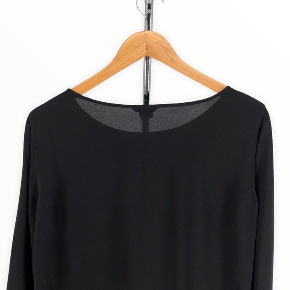 Club Monaco Silk Black Eyelet Trim 3/4 Sleeve Top Blouse - Picture 6 of 10